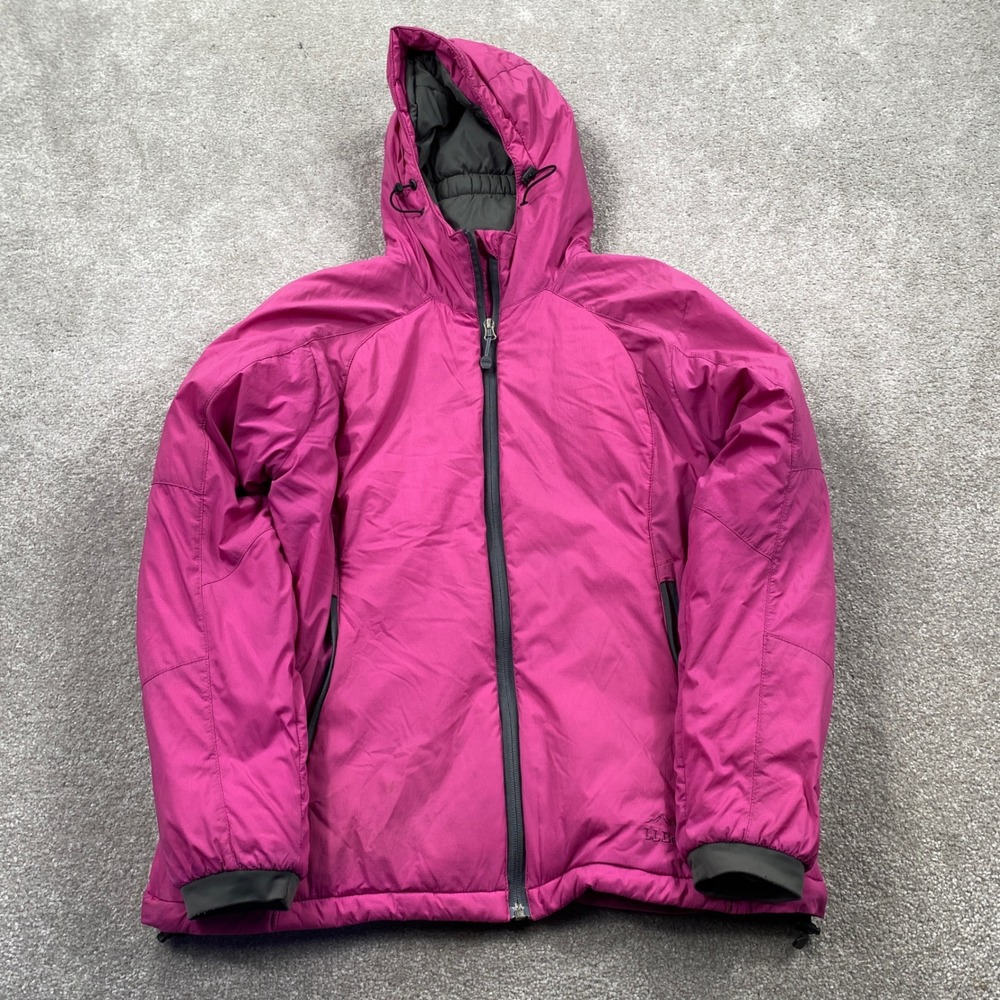 LL Bean Primaloft Hooded Jacket Womens Medium Pink Insulated Puffer 290618